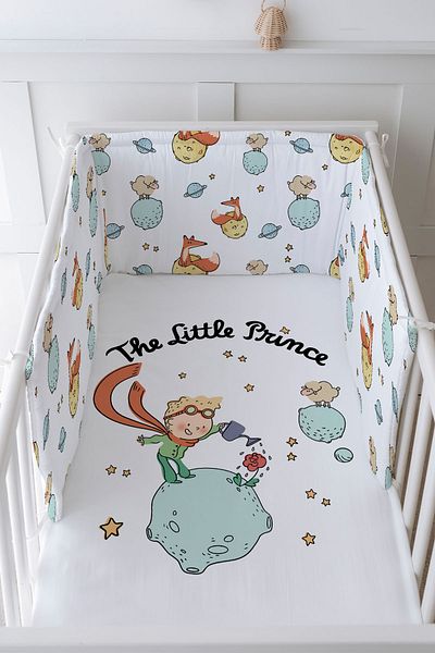 Tuğba Kuğu Baby Bedside Protector and Printed Sheet Sleeping Set - Pure Baby Series - Little Prince
