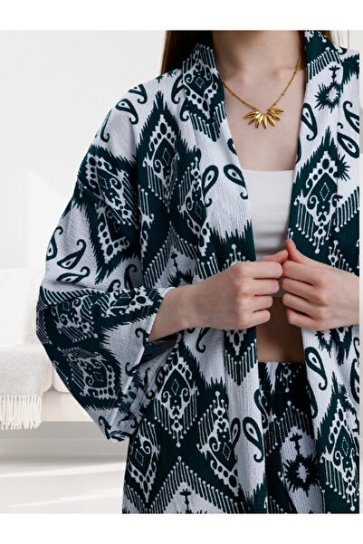 MOONBULL Kadın Desenli Kimono Takım