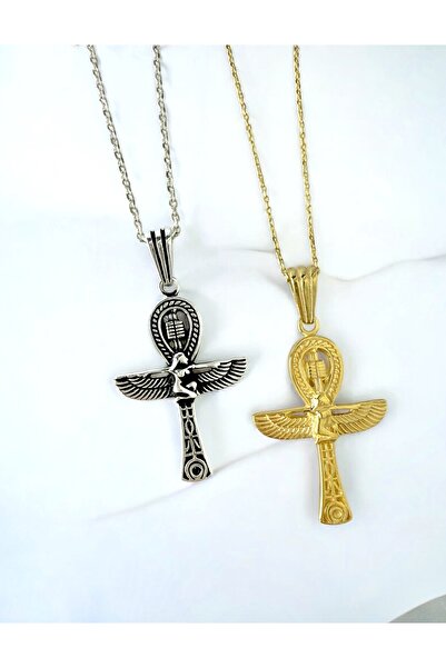 Alaja Silver Ankh Kanatlı Isis Ve Mısır Sembolleri Detaylı Parlak Gold Rengi ...