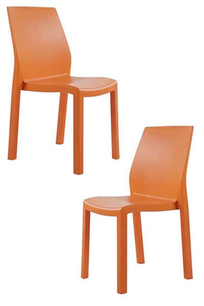 Papatya Yummy Sandalye Turuncu 2li Paket - Plastik Bahçe Balkon Sandalyesi