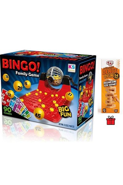 Ks Games Bingo Family Game 2/16 Players-6+ Years Old and Cprtoys Natural Wood Balance Game