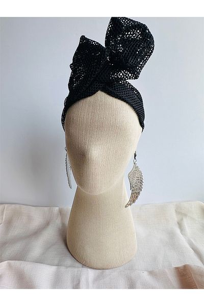 Bukiro Mesh Silver Detailed Wire Hair Band Stone Mesh Hair Band