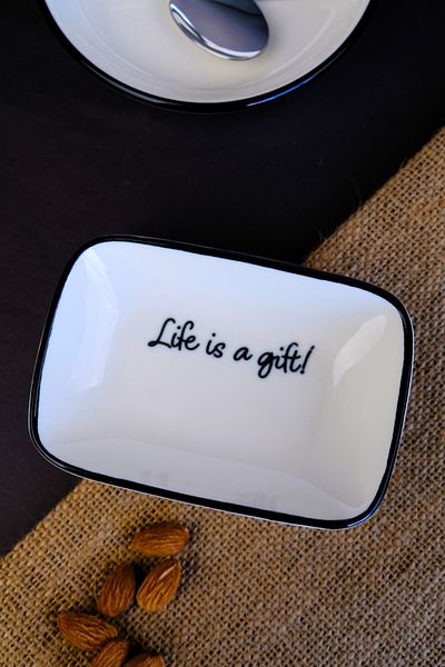 tabakevi Plate House Porcelain Motto Gift Boat Plate Single 14X10X2Cm