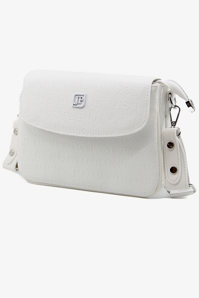 Just Polo White Print Patterned Column Strap 4 Compartment Women's Shoulder Bag 25X15Cm Pbu2184