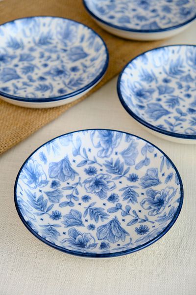 tabakevi Plate House Porcelain Blue Heaven Plate 240Cc 4 Pieces 15X15X2Cm