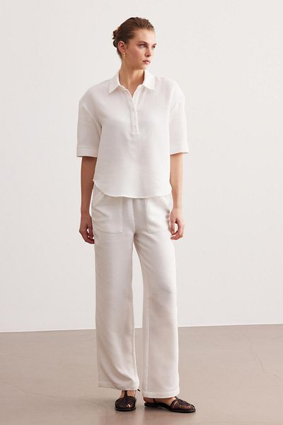 STELLA PULVIS White Cotton High Waist Pajama Pants
