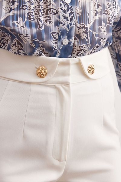 STELLA PULVIS White Belt Detailed High Waist Trousers
