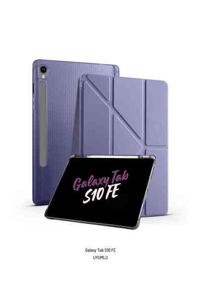 Fuchsia Galaxy Tab S10 FE 10.9 inç Uyumlu Kalem Bölmeli Katlanabilir Standlı ...