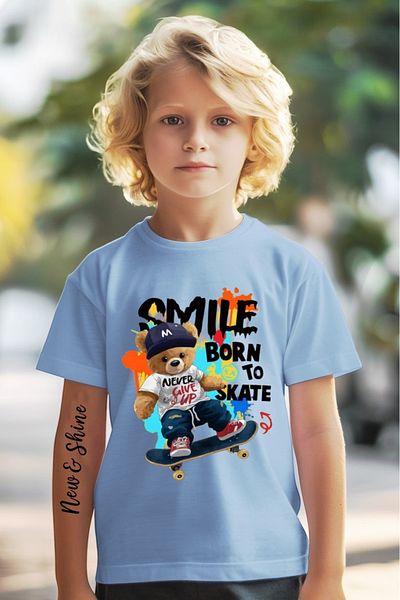 New Shine 1 tricou este un cadou pentru achiziții de 6 și peste în coș - Tricou pentru copii oversize cu imprimeu Smile Bear