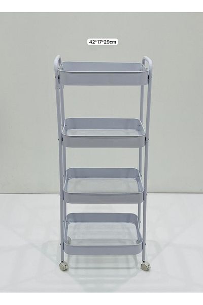 TrentonGCC Four-Tier Rolling Metal Storage Cart with Mesh Shelves
