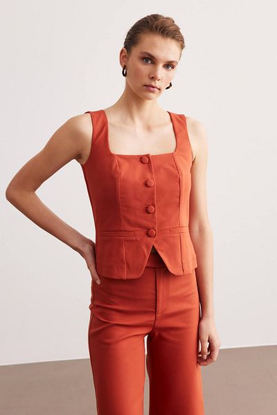 STELLA PULVIS Tile Unlined Square Collar Vest
