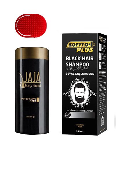 Jaja Black Hair Fiber 50 Gr Softto Plus Black Hair Black Shampoo 350ml