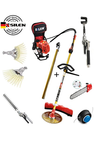 Silen Benzinli Sırt Tırpan Zeytin Ceviz Fındık Hasat Makinesi Dal Budama Çit Budama Seti 5.5 Metre
