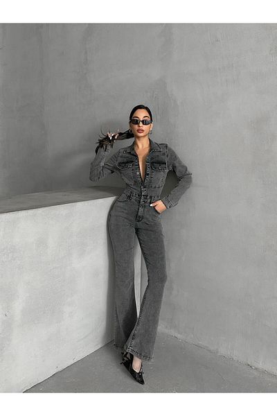 SHEVEGA Dámská džínová kombinéza Smoked Flare Leg Jacket