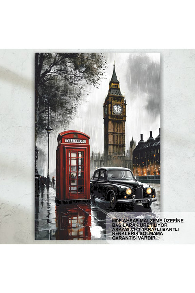 Hayat Poster ingiltere londra saat kulesi telefon kulübesi gezi turistik retr...