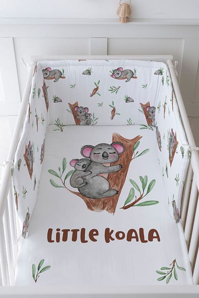 Tuğba Kuğu Baby Bedside Protector and Printed Sheet Sleeping Set - For Baby Series - Mother and Baby Koala