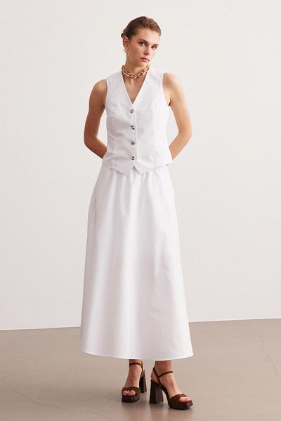 STELLA PULVIS White Lined Poplin Vest