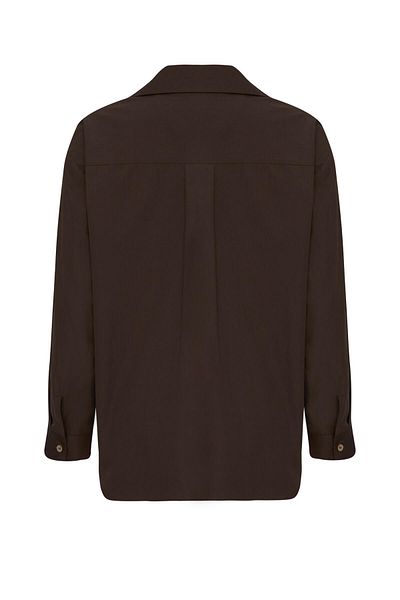 STELLA PULVIS Καφέ Oversize Πουκάμισο Ποπλίνα