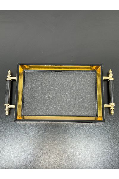 YzHome Luxury Gold Detailed Silvery Presentation Tray Gilded Tray 32*17cm