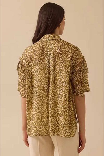 SEÇİL Green Short Sleeve Buttoned Women's Shirt