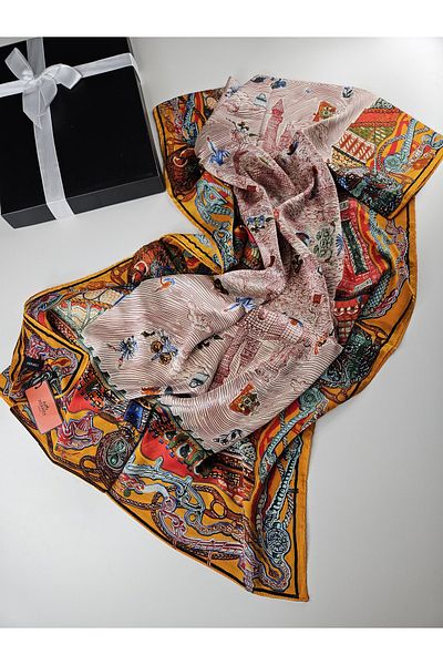 Webinay Home New Season Silk Voile Shawl Retro Ethnic Pattern