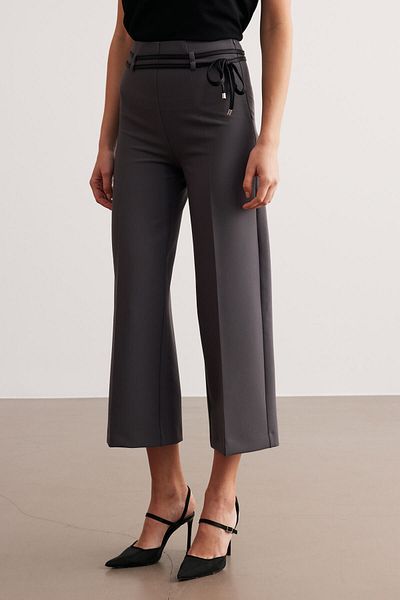 STELLA PULVIS Gray High Waist Culotte Belted Trousers
