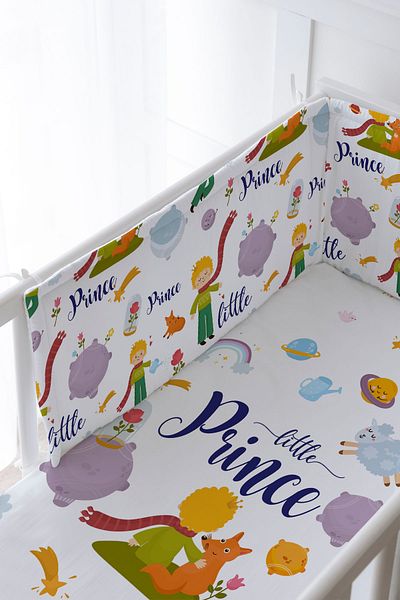 Tuğba Kuğu Baby Bedside Protector and Printed Sheet Sleeping Set - For Baby Series - Little Prince with Red Scarf