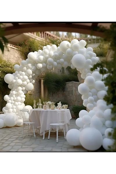 Çemrek Süs Parti White Balloon Chain Seti 203 Jumbo Balloons Included
