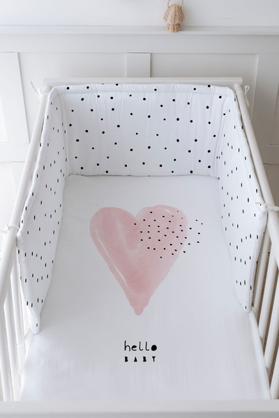 Tuğba Kuğu Bebek Başucu Koruyucu ve Baskılı Çarşaflı Uyku Seti - Pure Baby Se...