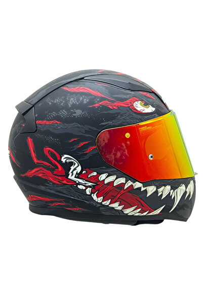 LS2 RAPİD 2 KAIJU MAT SİYAH-KIRMIZI-BEYAZ KASK KIRMIZI CAM