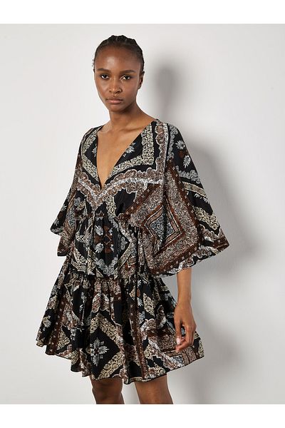 Apricot Kaftan-minikleid Mit Satinschal
