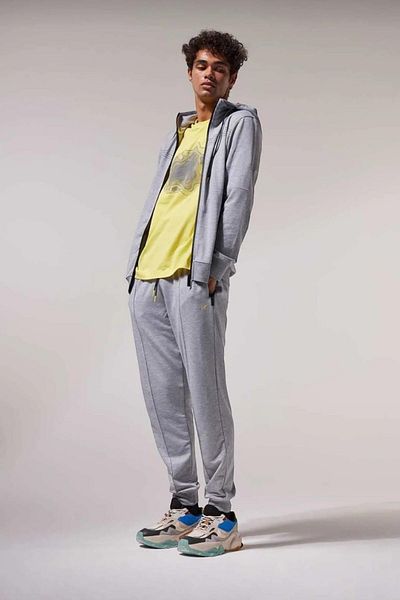 CassidoShoes Gray Stone Trock Pocket Hooded Seasonal Bottom Top Tracksuit Set Men Pl12