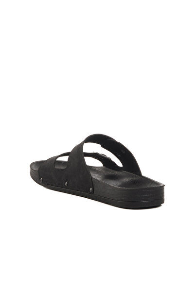 Pierre Cardin Black Double Banded Light Leather Men's Slippers Pc-7038 m