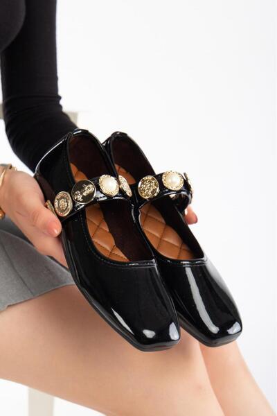 ayselin moda حذاء نسائي أسود من الجلد اللامع لتقويم العظام يوميًا، حذاء مريح ...