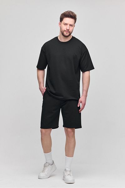 COMBİNE MİCHAİL Men's Set of 2 Relaxed Fit Comfortable Fit Lettering Black Sweatpants Set