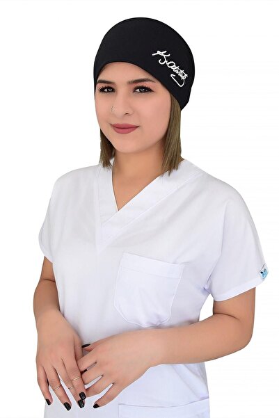 Nur Ortopedi Unisex Atatürk Imzalı Siyah Cerrahi Doktor Hemşire Hastane Bonesi