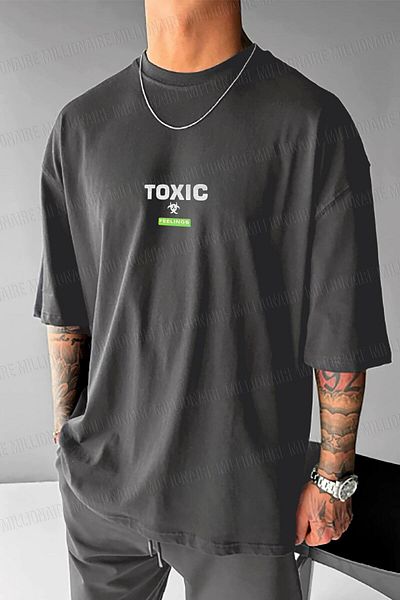 Millionaire Men's Smoked Toxic Oversize Fit Loose Wide Fit Loose Cut T-Shirt