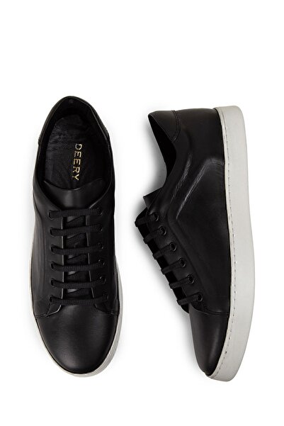 Deery Ανδρικά αθλητικά παπούτσια από γνήσιο δέρμα μαύρα