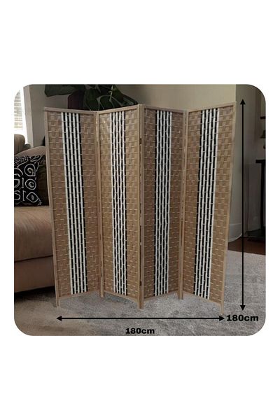 TrentonGCC Five-Panel Woven Room Divider with Natural Finish