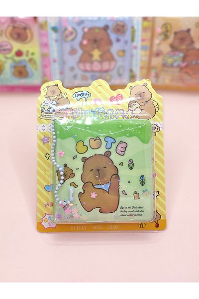 Limmy Capybara Water Sequin Capybara Notepad with Keychain and Sticker (7.5X7.5 cm) - Cute