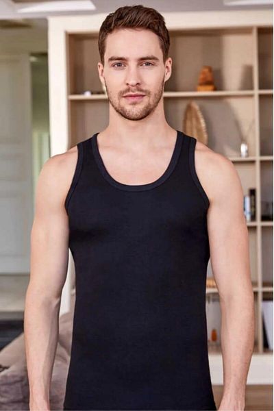Berrak 4004 Men's Ribbed Strap Tank Top 6 Pieces