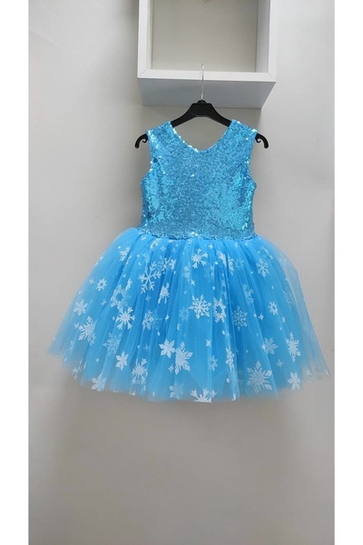 babysmile Kar Taneli Mavi Kız Çocuk Elbise