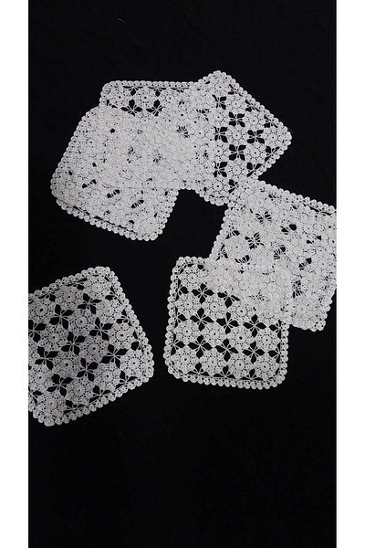 Papatyam 8 Pieces Hand Knitted Crochet (16X16) Room Set Lace/Vintage/Dowry Lace/Floss Yarn