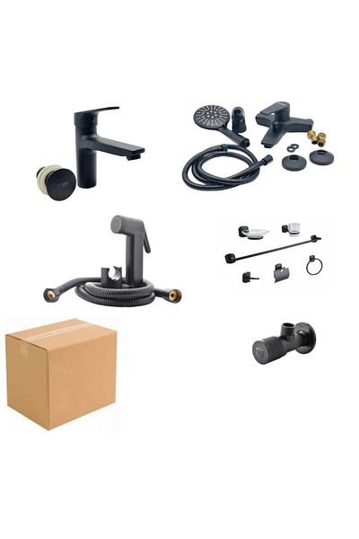 TAFASSELL Black bathroom mixer set with accessories