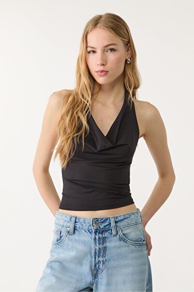 Stradivarius Degaje halter yaka top