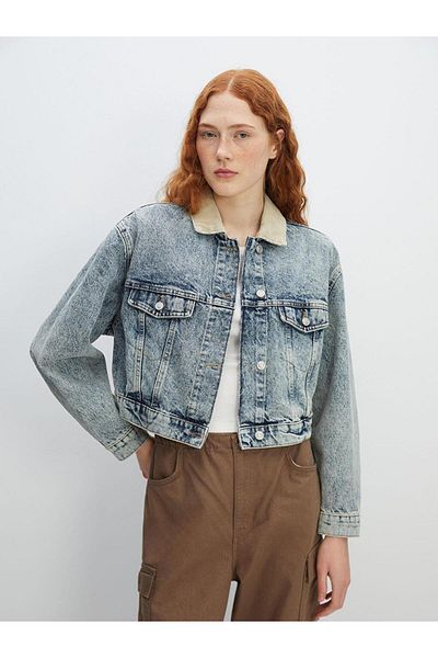 LC Waikiki Jachetă Jeans de damă - Guler cămașă