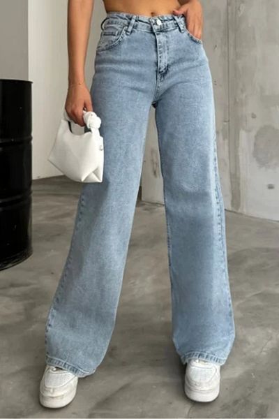 Bestenur Pantaloni din denim Palazzo 1450 - Ice Blue