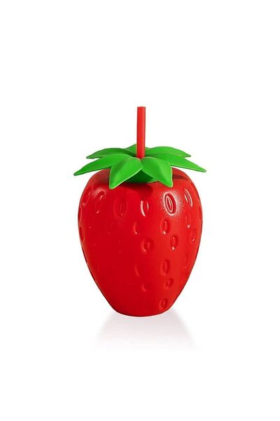 QLUX IDEAS Strawberry Straw Drinker - Flask Red 900 ML