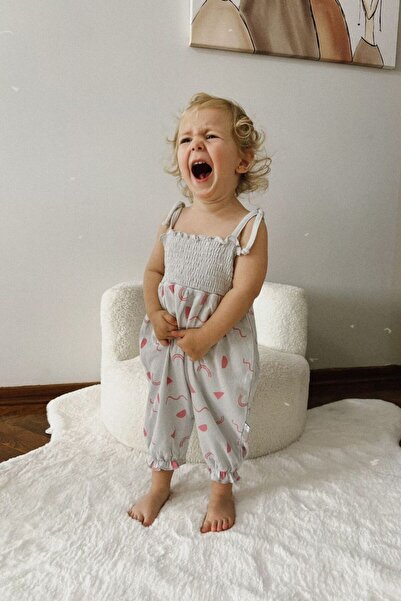 Zeyno ve Memo %100 Pamuklu Gippeli Omuzdan Bağlamalı Alttan Çıtçıtlı Tulum