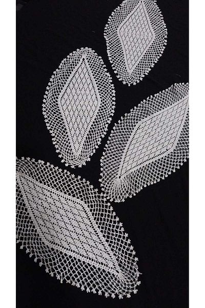 Papatyam Hand Knitted Crochet 2Pcs(40X20) 2Pcs(37X20) Coffee Table Cover/Vintage/Handcrafted Dowry Lace/Floss Thread